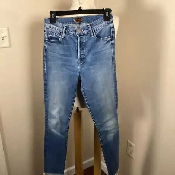 MOTHER The Looker High Rise Skinny Jeans With Frayed Hem - Picture 1 of 3